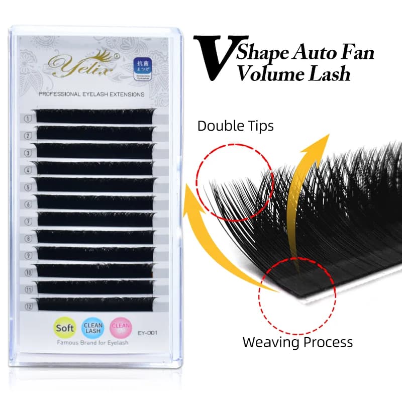 ขนตาต่อรายเส้น Auto-Fan พรีเมียม รูปทรง V
