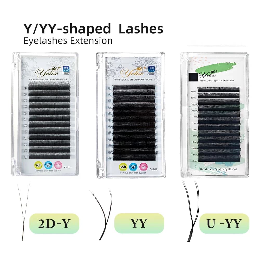 ขนตาต่อรูปทรง U-Shape YY แบบ Premade Fans ปลายคู่