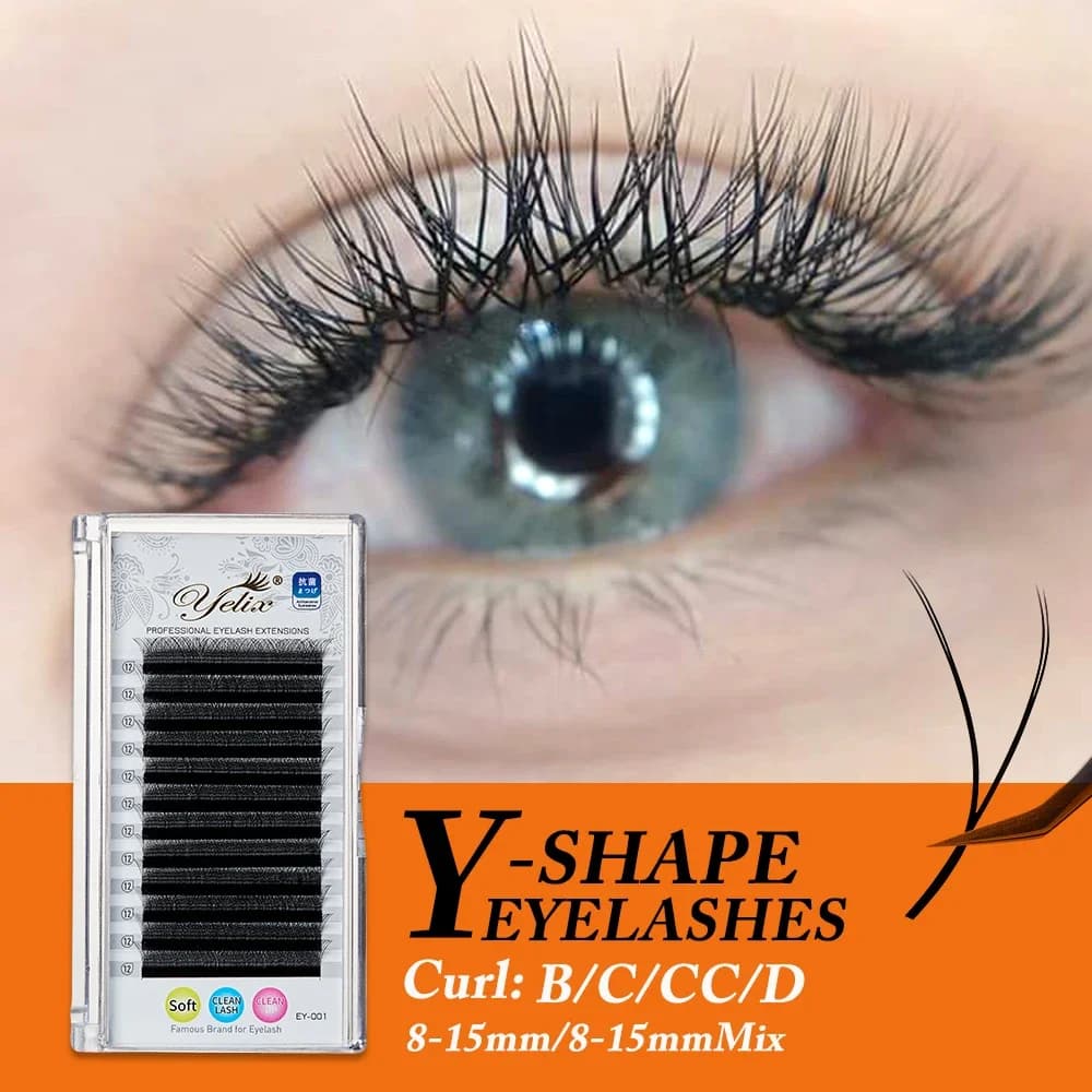 ขนตาปลอมต่อ Y Shape YY พัดสำเร็จรูป 0.03-0.07mm