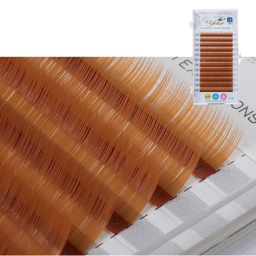 ขนตาต่อ Silk สีเขียวและน้ำตาลผสม