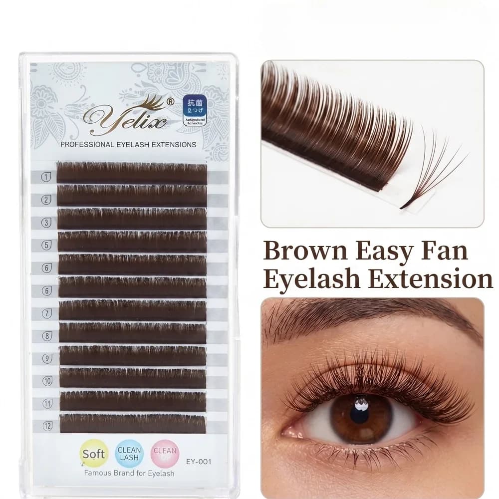 ขนตาปลอมต่อแบบวอลุ่ม Easy Bloom สีน้ำตาลเข้ม