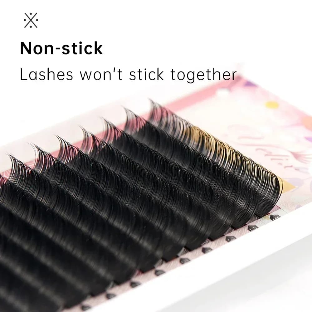 ขนตาต่อปลายแตกแบนทรงรี (Ellipse Flat Split Tip) ขนาด 6-19mm ความหนา 0.15-0.2mm