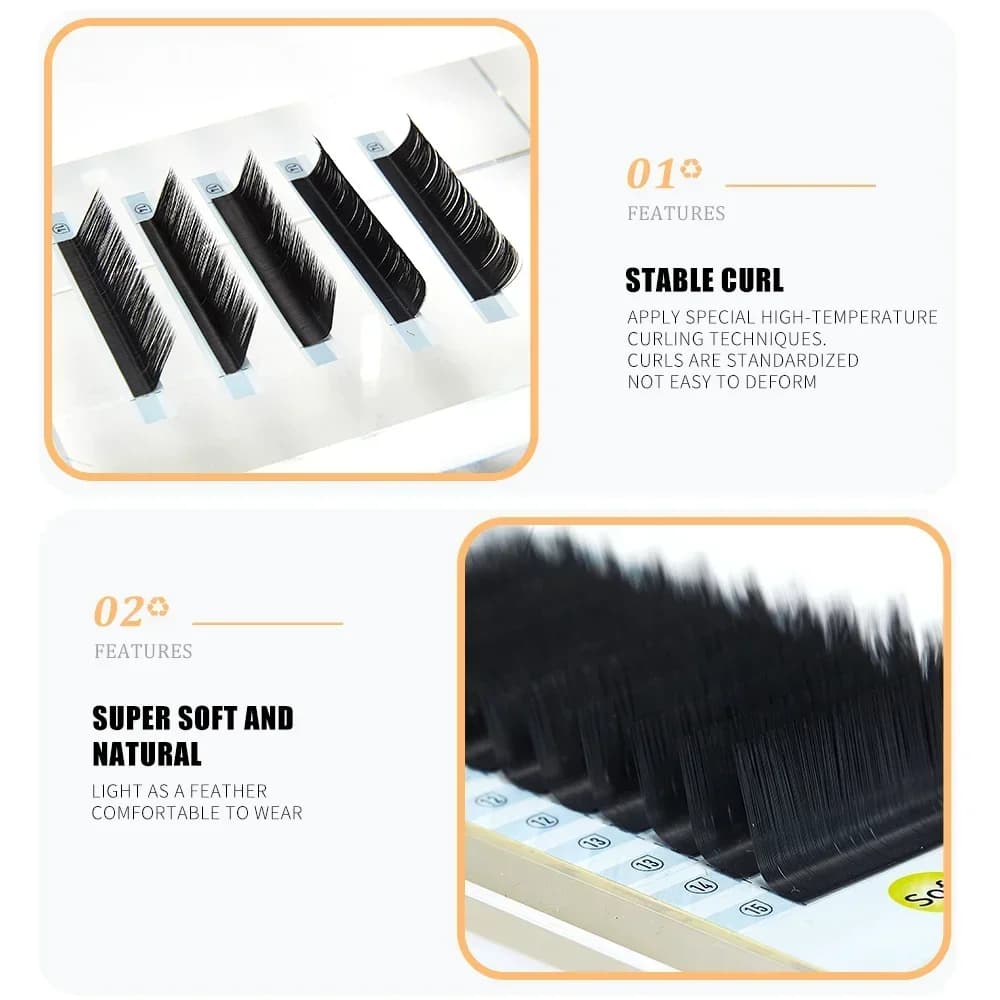 ขนตาปลอมแบบเส้นเดี่ยว Silk Matte โค้ง L+/LC/L/LU