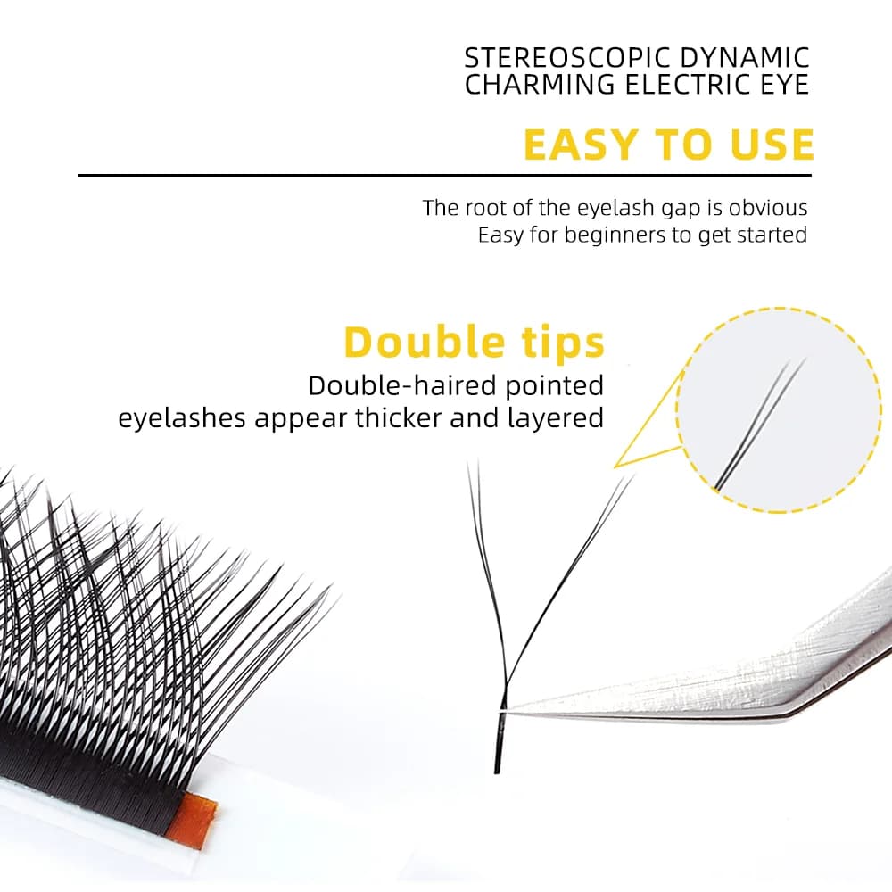 ขนตาต่อแบบพัดวอลลุ่มสำเร็จรูป YY Shape 2D, 8-15mm
