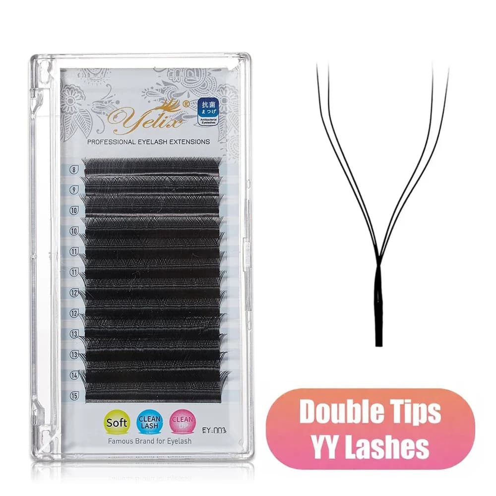 ขนตาต่อแบบพัดวอลลุ่มสำเร็จรูป YY Shape 2D, 8-15mm