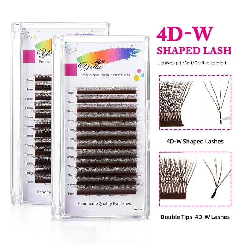 ขนตาสำเร็จรูป Volume Fans ทรง W 4D สีดำและสีน้ำตาล