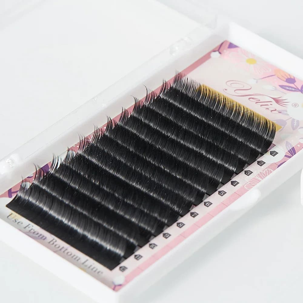 ขนตาต่อปลายแตกแบนทรงรี (Ellipse Flat Split Tip) ขนาด 6-19mm ความหนา 0.15-0.2mm