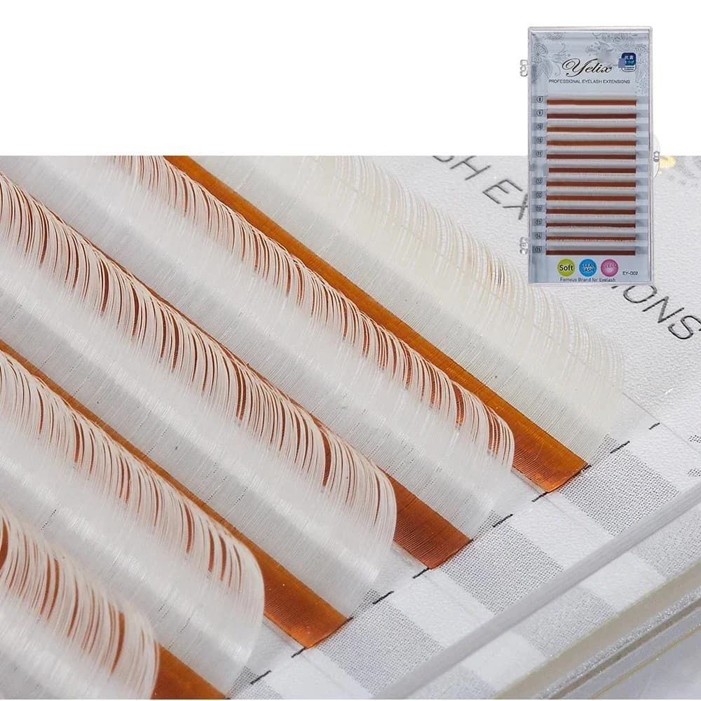 ขนตาต่อ Silk สีเขียวและน้ำตาลผสม