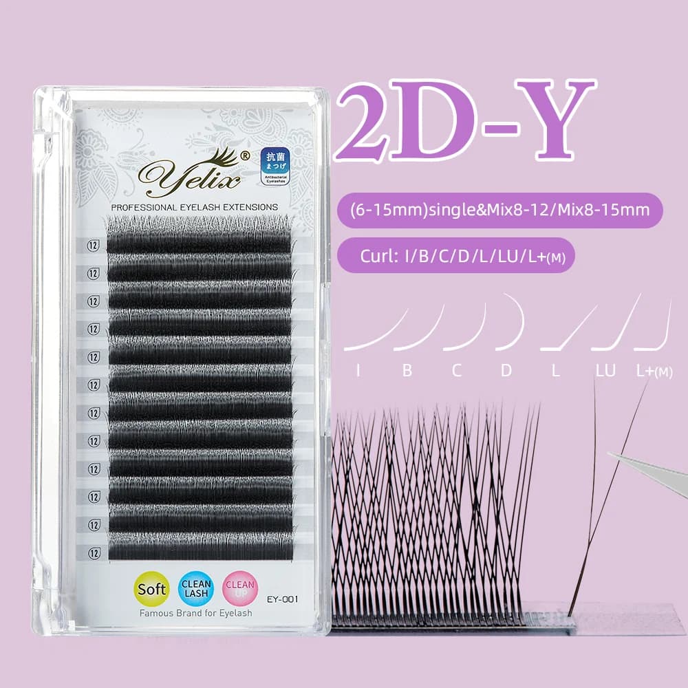 ขนตา Volume Fan สำเร็จรูปทรง Y ขนาด 2D บางพิเศษ