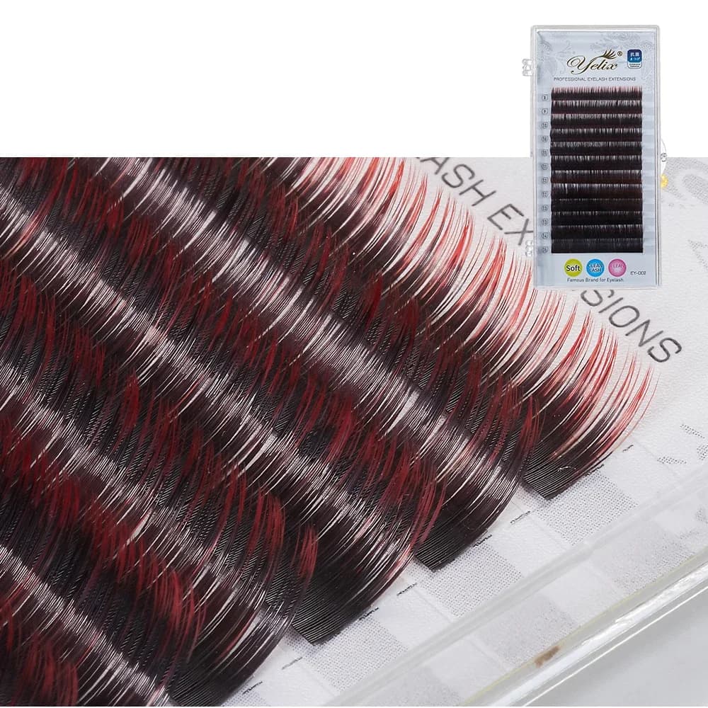 ขนตาต่อ Silk สีเขียวและน้ำตาลผสม