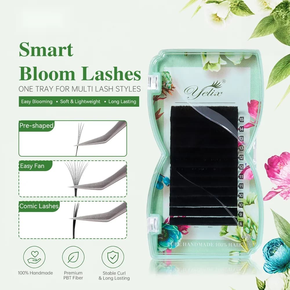 ขนตาต่อแบบพัดวอลลุ่มสำเร็จรูป Smart Bloom W-Shape