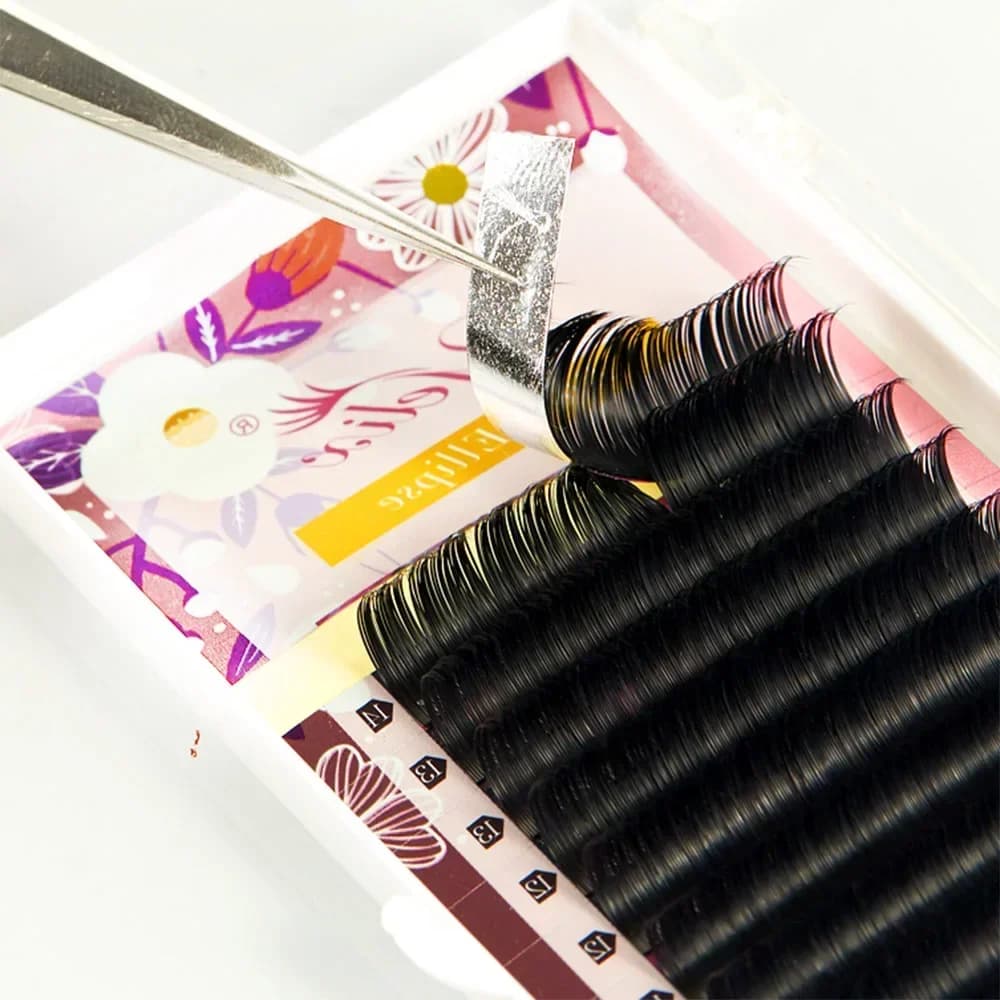 ขนตาต่อปลายแตกแบนทรงรี (Ellipse Flat Split Tip) ขนาด 6-19mm ความหนา 0.15-0.2mm
